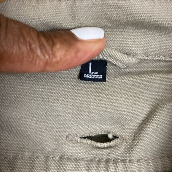 Men’s Khaki Cotton Chore Coat Brown Corduroy Collar size L Utility Streetwear - Picture 5 of 9